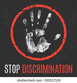 Vector illustration. Social problems of humanity. Stop discrimination.