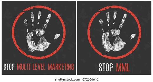 Vector illustration. Social problems. Stop multi level marketing.