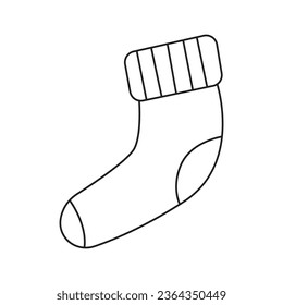 Ilustración vectorial de un calcetín. En estilo doodle, aislado, con un fondo blanco.