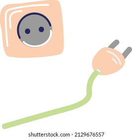 Vector illustration socket and wire with plug
