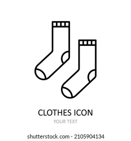 Vector illustration with socks icon. Outline drawing.