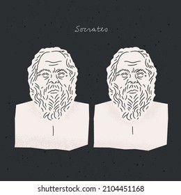 Vector illustration of Socrates head engraving