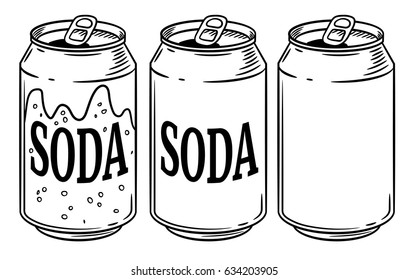 Vector illustration soda can isolated on white background. Hand drawn style sketch. For restaurant or cafe drink menu. - Shutterstock ID 634203905