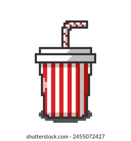 Vector Illustration of Soda cup with Pixel Art Design, perfect for food assets themed designs