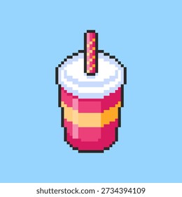 Vector Illustration of Soda Cup with Pixel Art Design, perfect for game assets themed designs