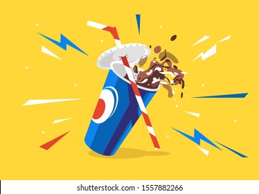 vector illustration of a soda glass splashing from a drink