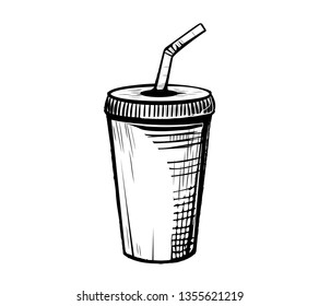 Vector illustration soda isolated on white background. Hand drawn style sketch. For restaurant or cafe drink menu