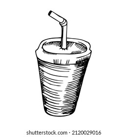 Vector illustration soda isolated on white background. Hand drawn style sketch. For restaurant or cafe drink menu