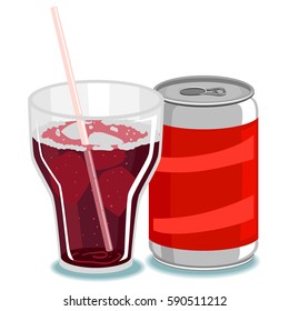 Vector Illustration of Soda on Glass and Can