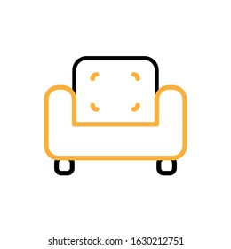 Vector illustration, sofa icon. Line and two colour design template