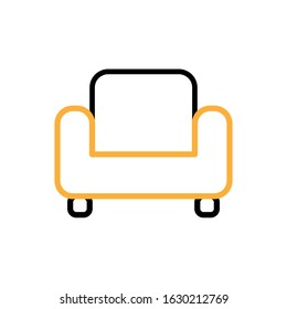 Vector illustration, sofa icon. Line and two colour design template
