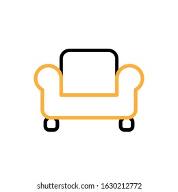 Vector illustration, sofa icon. Line and two colour design template