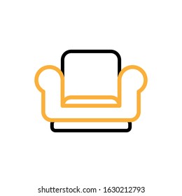 Vector illustration, sofa icon. Line and two colour design template