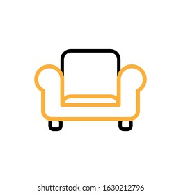 Vector illustration, sofa icon. Line and two colour design template