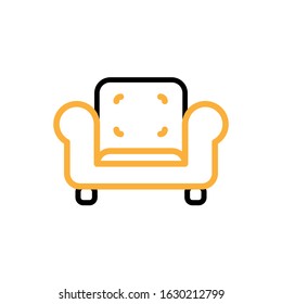 Vector illustration, sofa icon. Line and two colour design template