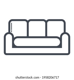 Vector illustration of sofa icon with outline style. Good for graphic assets in web design, UI, banners, drawing books, and brochures. simple design.