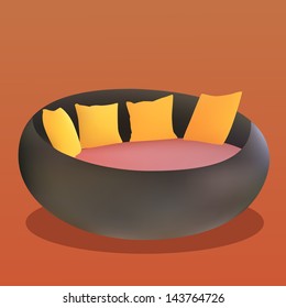 Vector and illustration of sofa and pillows
