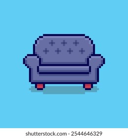 Ilustração vetorial de sofá com Pixel Art Design, perfeito para recursos de jogo projetos temáticos