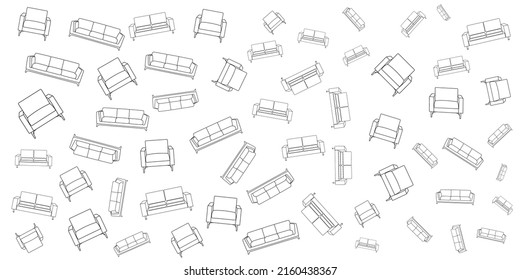 vector illustration of sofa set doodle pattern.