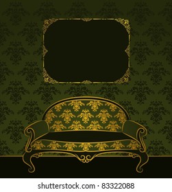 Vector illustration sofa in vintage interior