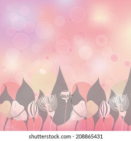 Vector illustration of a soft background with bokeh lights. eps 10, in tender pink colors