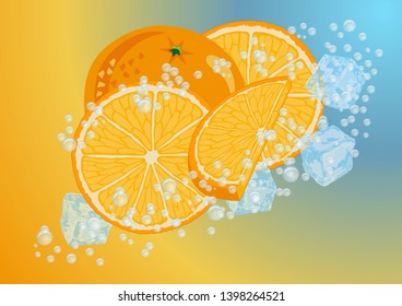 Vector illustration of a soft drink and fresh in natural orange juice.