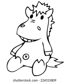 Vector illustration. Soft fun toy smiling hippo