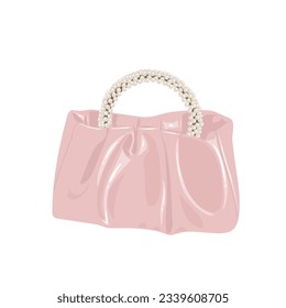 Vector illustration of soft pink bag with pearl handle 