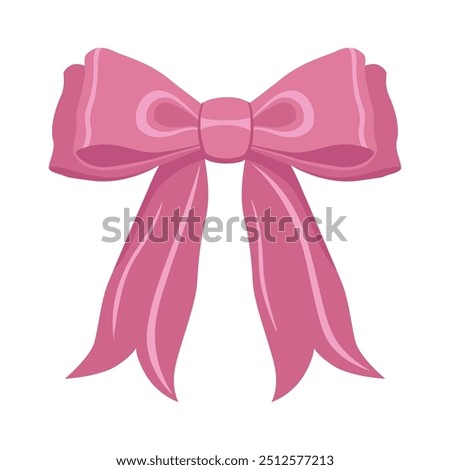 Vector Illustration of soft pink vintage bow. Bow for girly hair decor, flat icon. Ribbons isolated. Trendy girls accessories. Cute hairstyle elements collection