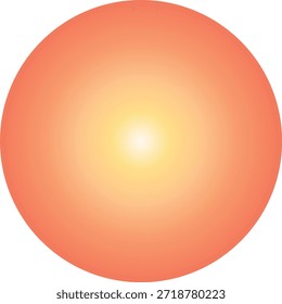 Ilustração vetorial de um sol macio do nascer do sol com amarelo pastel quente, pêssego e gradiente radial laranja, isolado no fundo transparente. Ideal para os conceitos de manhã, natureza, clima e design calmo.