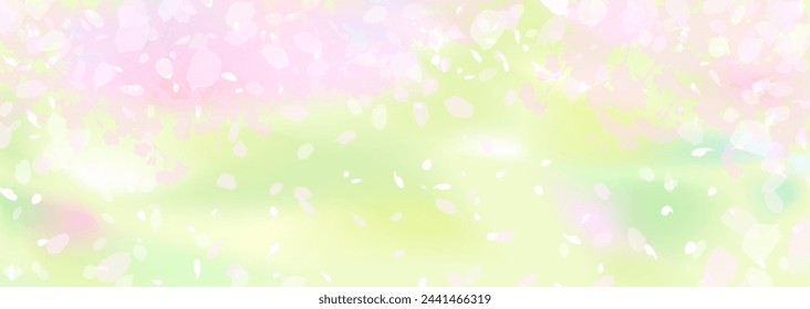 Vector illustration of soft and vague cherry blossoms and fresh greenery