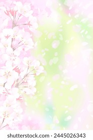 Vektorillustration von zarten und vagen Kirschblüten und frischem Grün