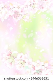 Vektorillustration von zarten und vagen Kirschblüten und frischem Grün