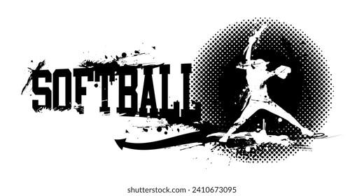 A vector illustration of Softball Banner