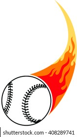 Vector Illustration of Softball or Baseball  with fire