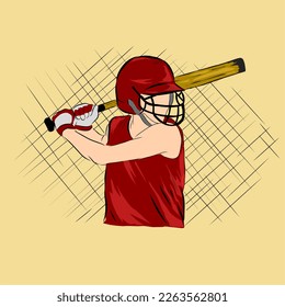 Vector illustration of softball or cricket sports