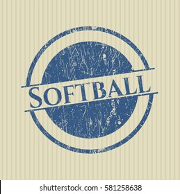 Vektorgrafik von Softball-Gummidichtung mit Grunge-Textur in Blau
