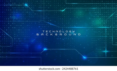 Vector illustration. Software programming concept. Glowing numbers and dots. Digital data. Binary code. Technological style. Design element for website template, web banner, advertising wallpaper