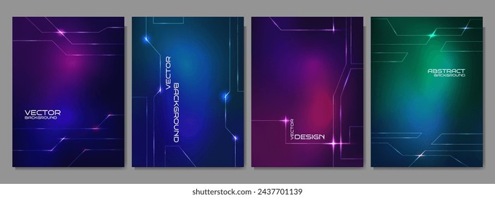 Vector illustration. Software programming concept. Glowing lines and dots. Digital data. Technological background. Design for brochure, book cover, magazine, poster, layout. Blur geometric composition