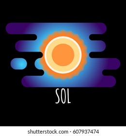 Vector illustration of Sol. Flat designed solar system body.