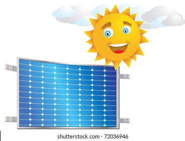 vector illustration of solar cell and sun eps8