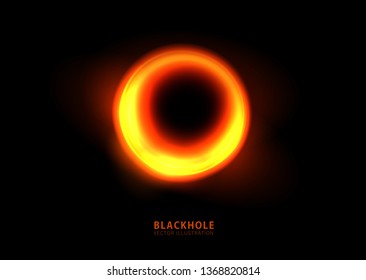 Vector Illustration Of Solar Eclipse. Blackhole. Space Concept. 