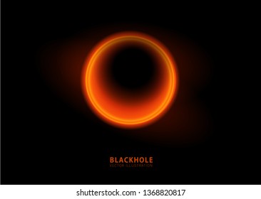 Vector Illustration Of Solar Eclipse. Blackhole. Space Concept. 