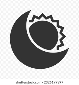 Vector illustration of solar eclipse icon in dark color and transparent background(PNG).