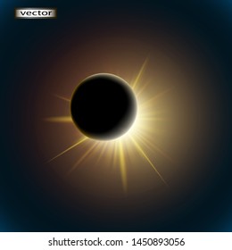 Vector illustration of a solar Eclipse is a realistic 3d sun shade closed
