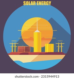 Vector illustration of solar energy. Sollar pannels. Sollar cells