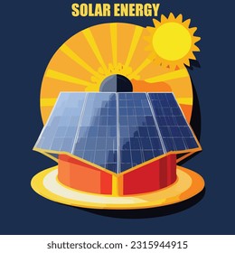 Vector illustration of solar energy. Sollar pannels. Sollar cells