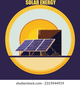 Vector illustration of solar energy. Sollar pannels. Sollar cells