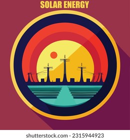 Vector illustration of solar energy. Sollar pannels. Sollar cells