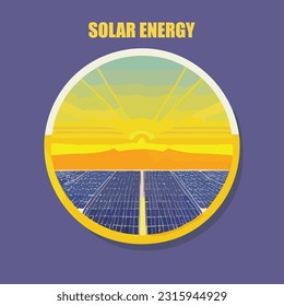 Vector illustration of solar energy. Sollar pannels. Sollar cells